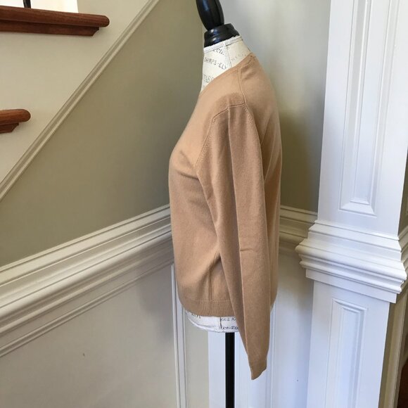 Neiman Marcus Cashmere Sweater Womens Large Brown Tan Crew Neck Long Sleeve Knit - Picture 8 of 11